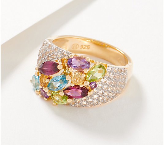 Affinity Gems Semi-Precious Multi Gemstone Waterfall Ring, Sterling Silver