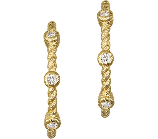JUDITH Classic 14K Gold & Diamond 7/8" Hoop Earrings
