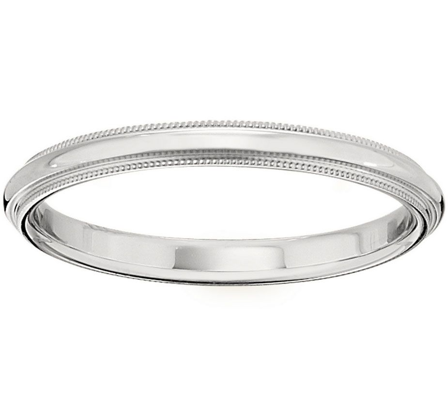 Women's 18K White Gold 2.5mm Milgrain Wedding Band — QVC.com