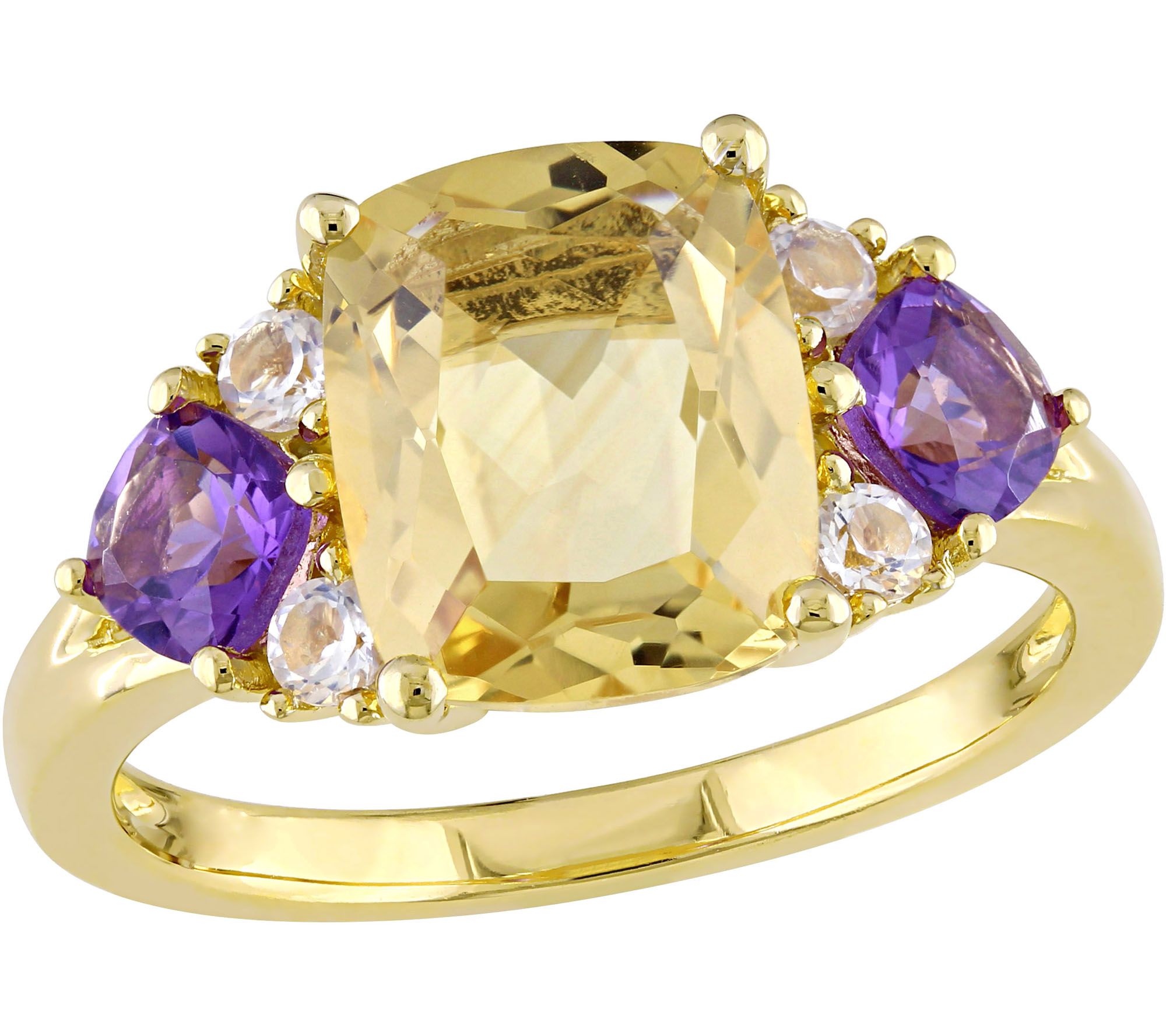Sterling 3.30 cttw Citrine and Amethyst Ring - QVC.com