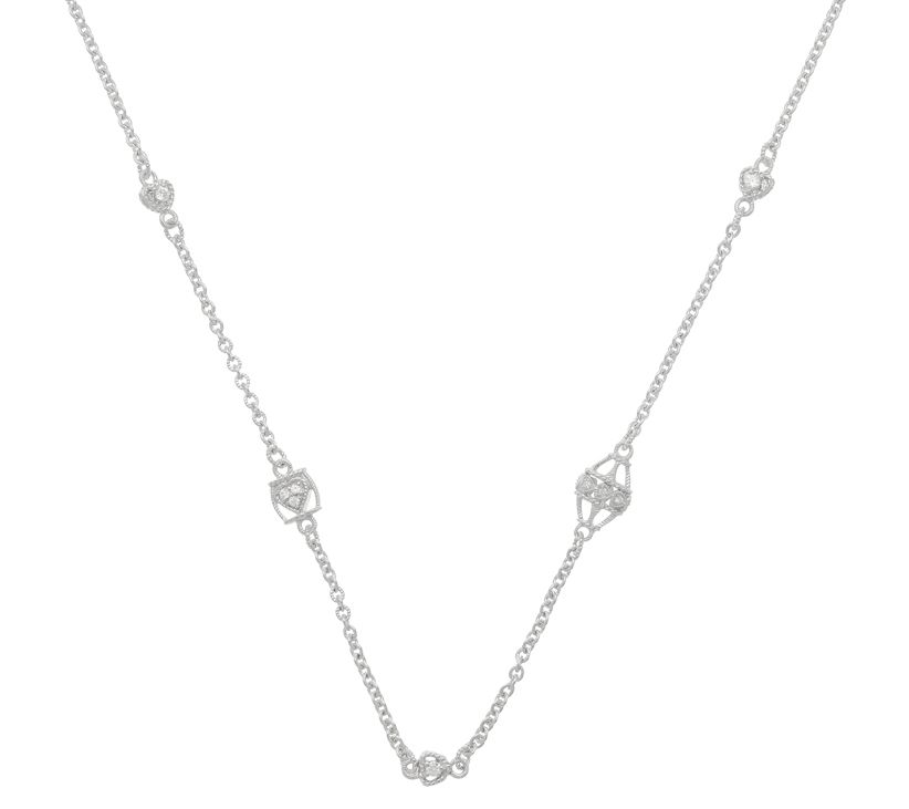 Judith Ripka Sterling Textured Diamonique Station Necklace - QVC.com