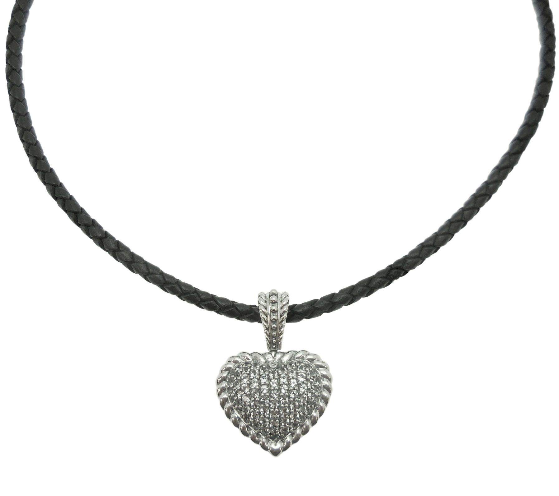 Elyse Ryan Sterling White Topaz Heart Enhancer with Cord