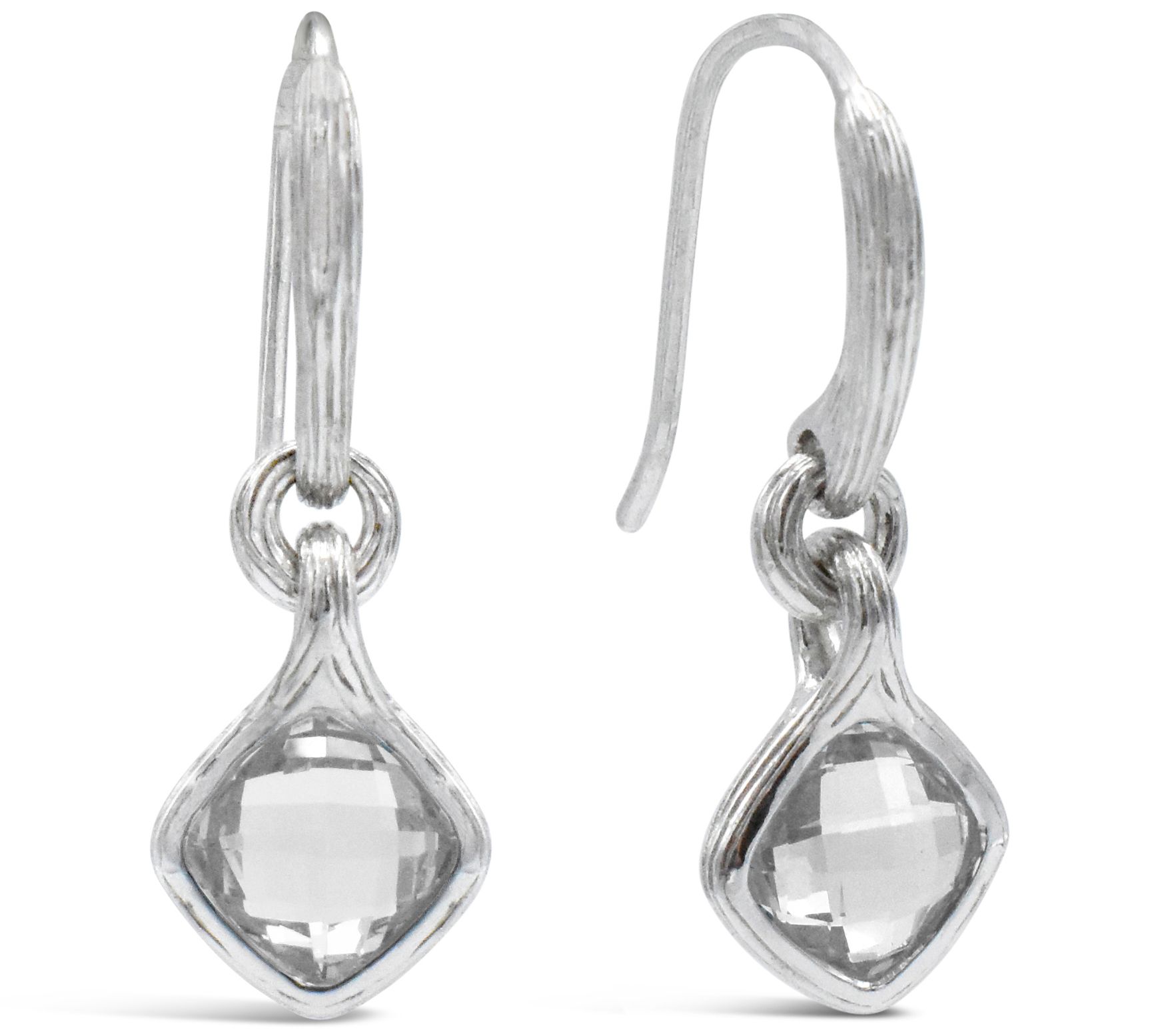 Ariva Sterling Silver White Topaz Dangle Earrin gs