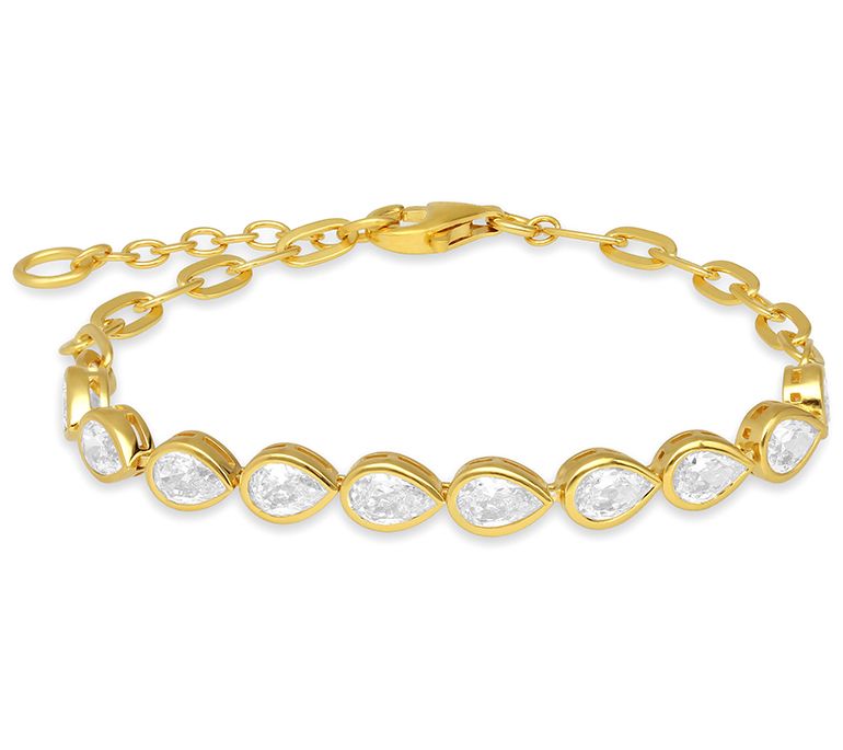 Diamonique Pear Drop Bracelet, Sterling Silver