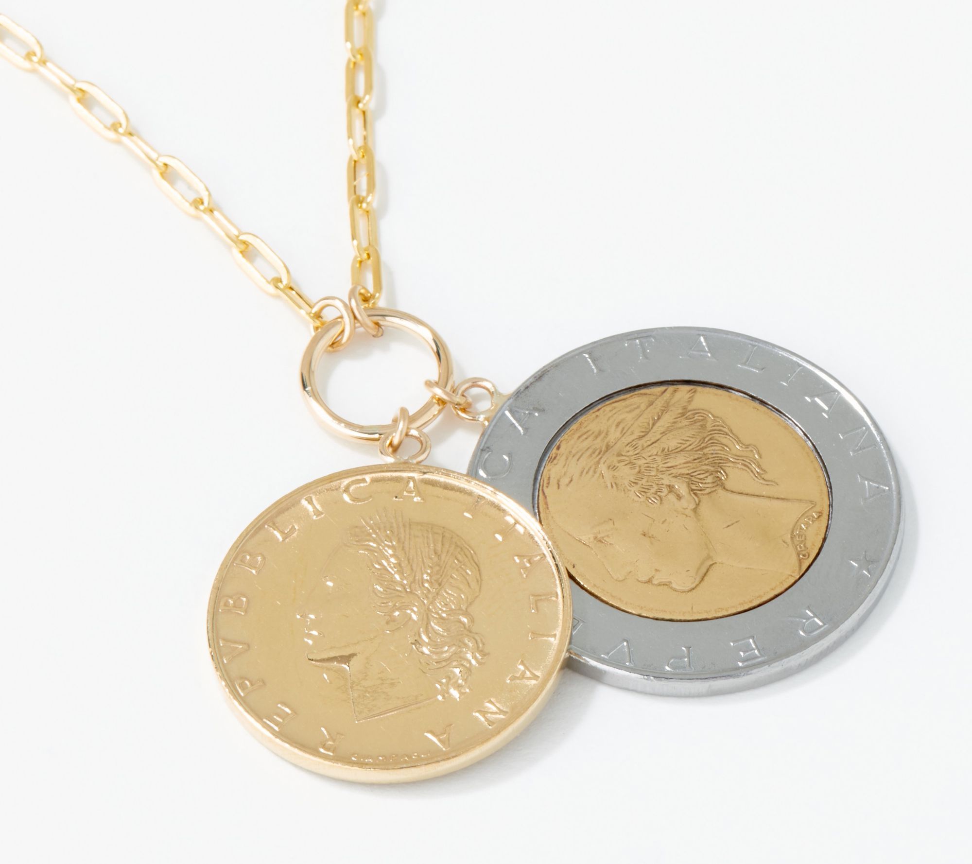 as-is-italian-gold-14k-gold-double-coin-necklace-qvc