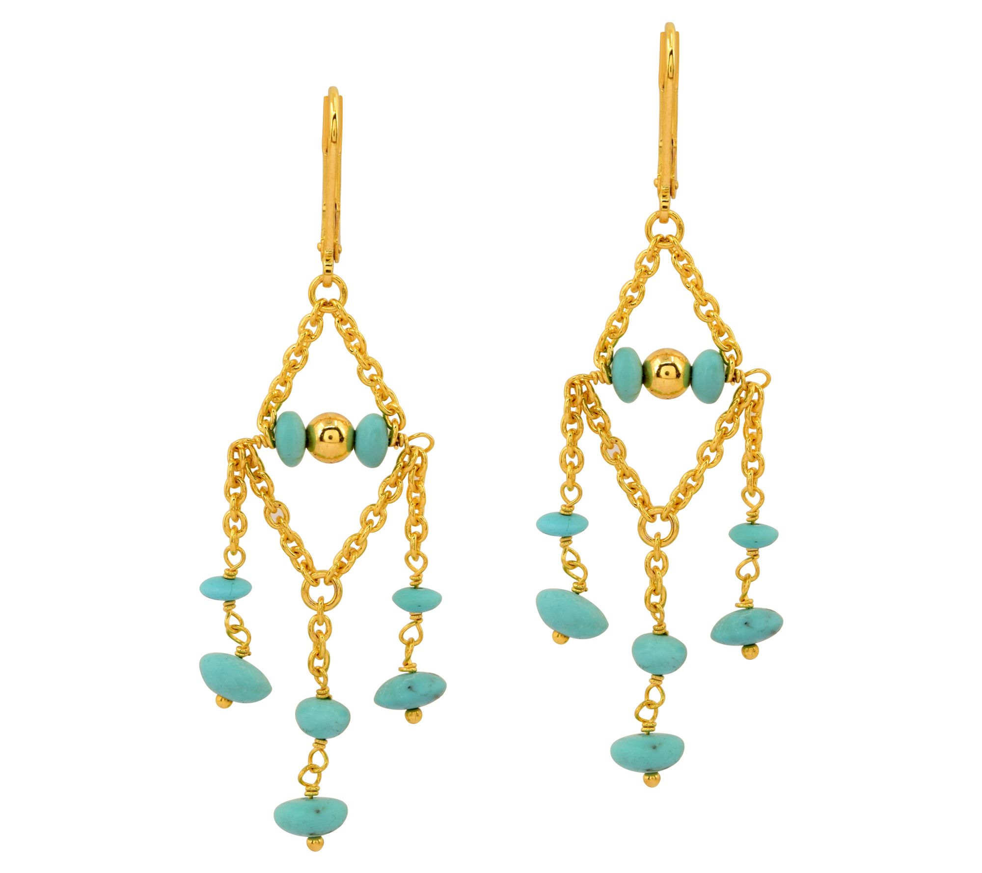 14K Gold-Plated Turquoise Chandelier Earrings