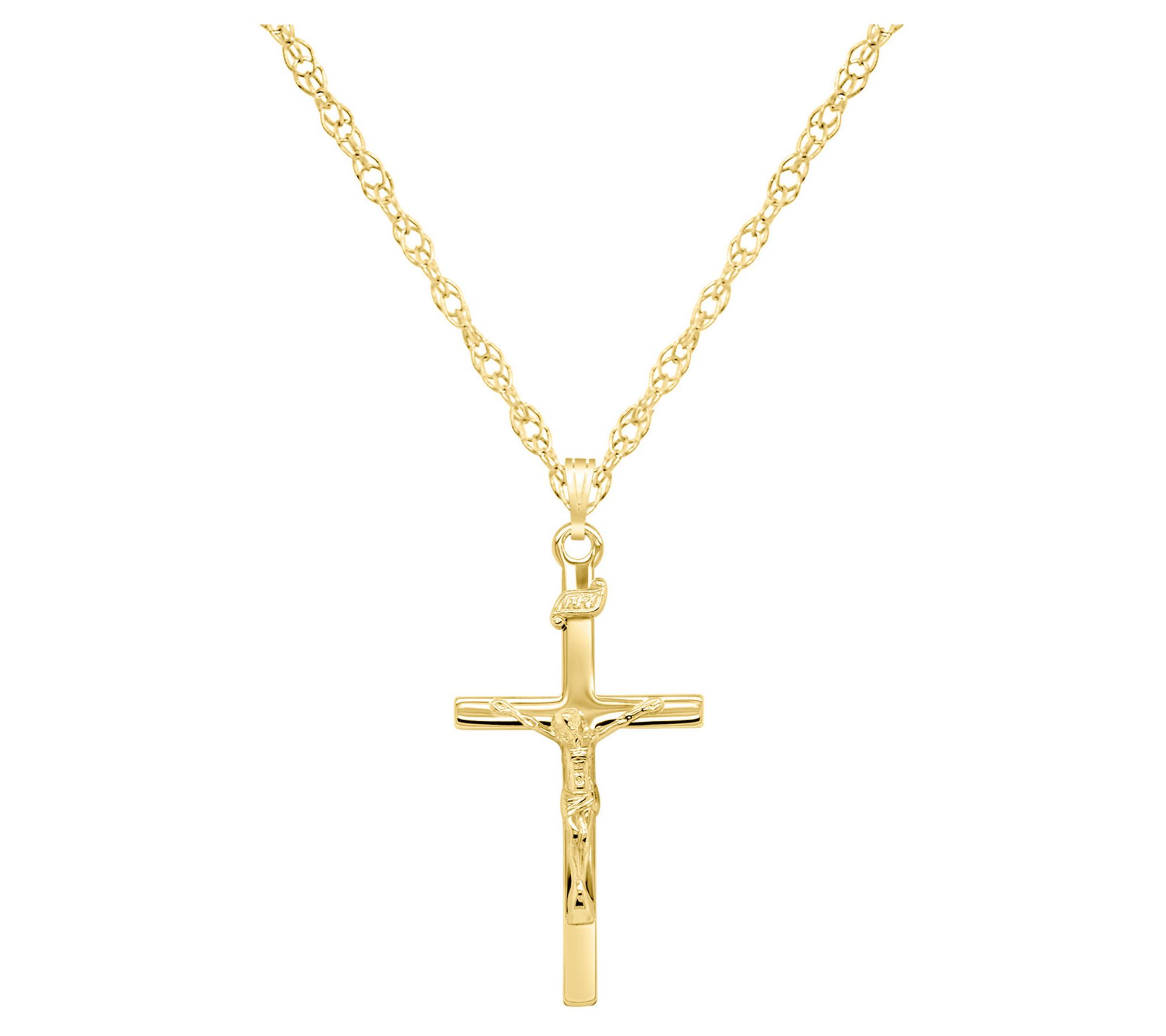 Men's Crucifix Cross Pendant w/ Chain, Sterling Silver