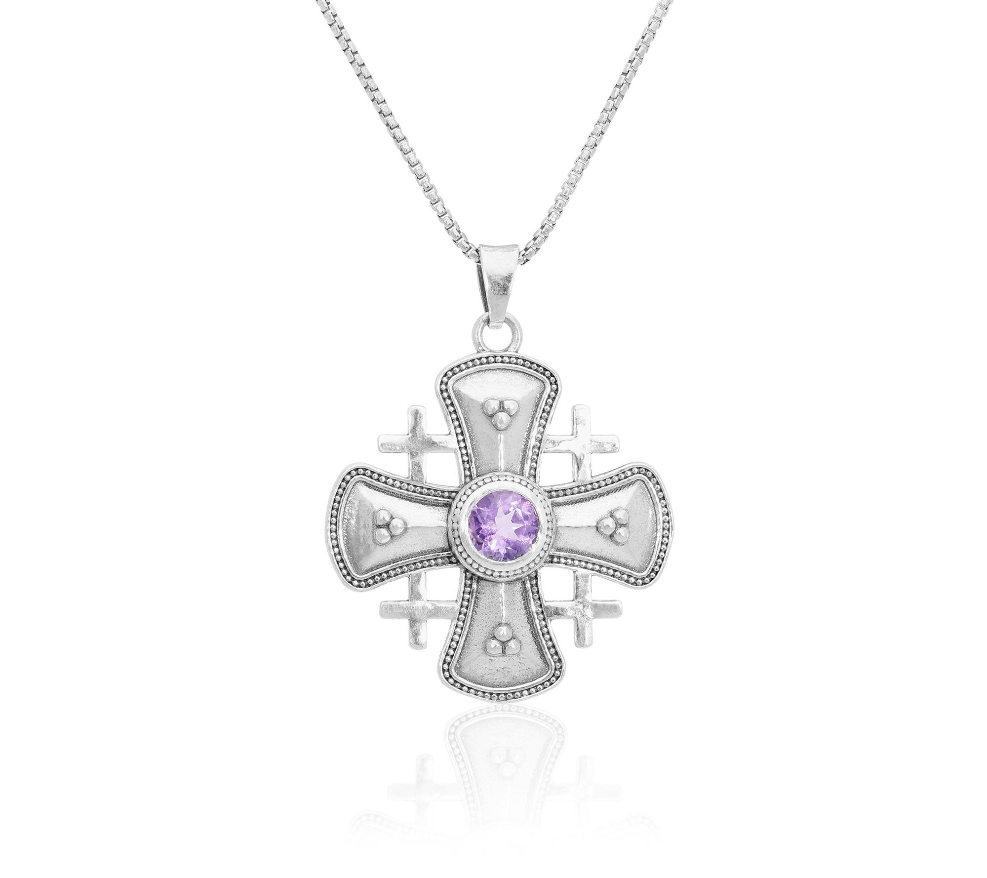 Or Paz Sterling Silver Gemstone Cross Pendant w/ Chain