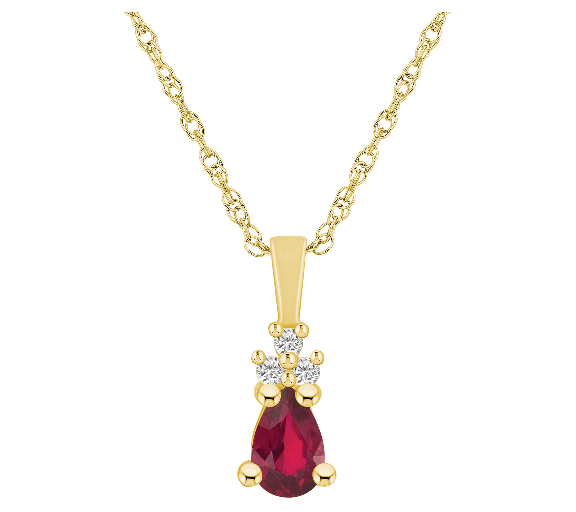 Affinity Gems 0.50 cttw Ruby & Diamond Pendant w/ Chain, 14K