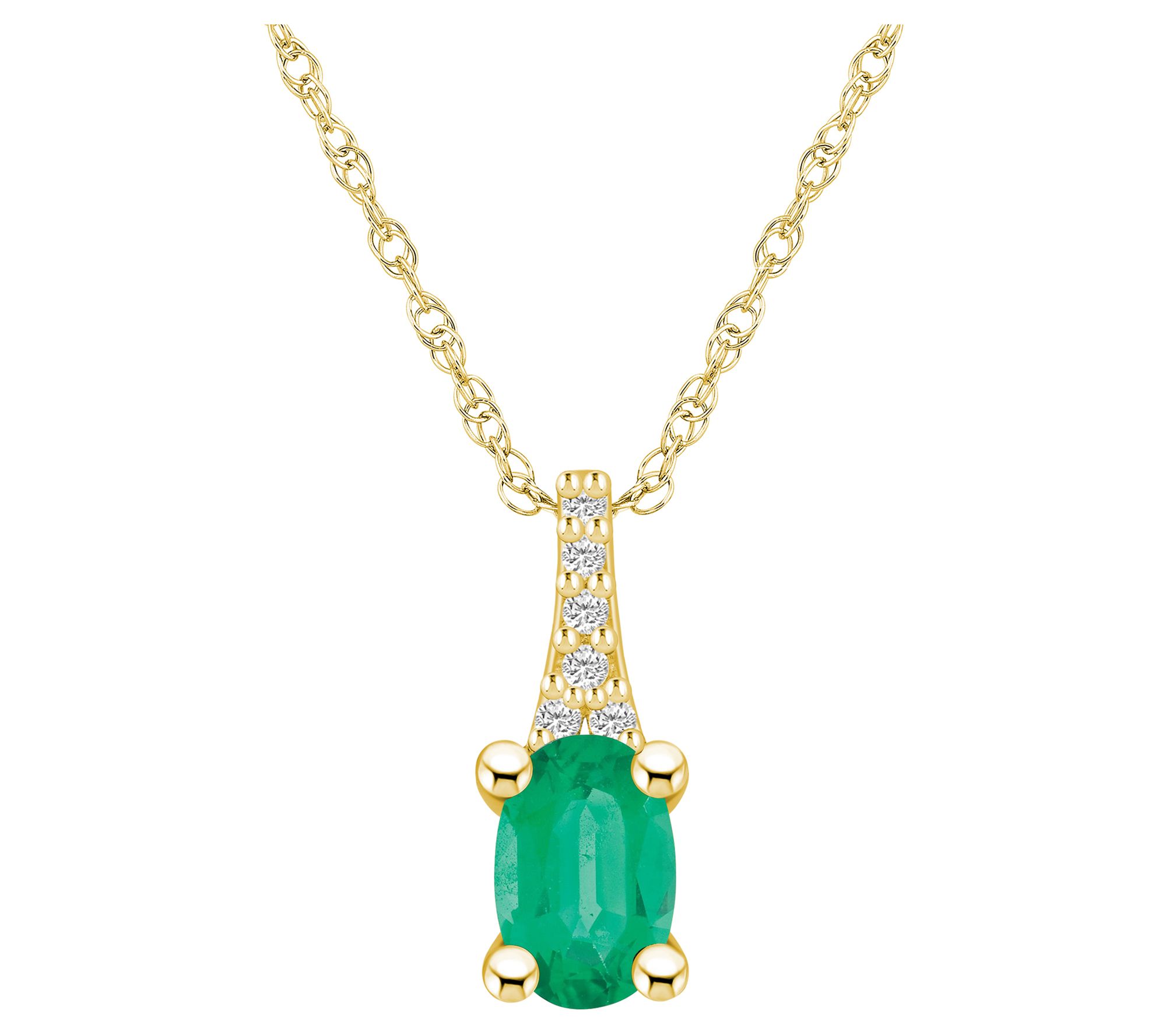 Affinity Gems Oval Gemstone & Diamond Pendant w/ Chain, 14K