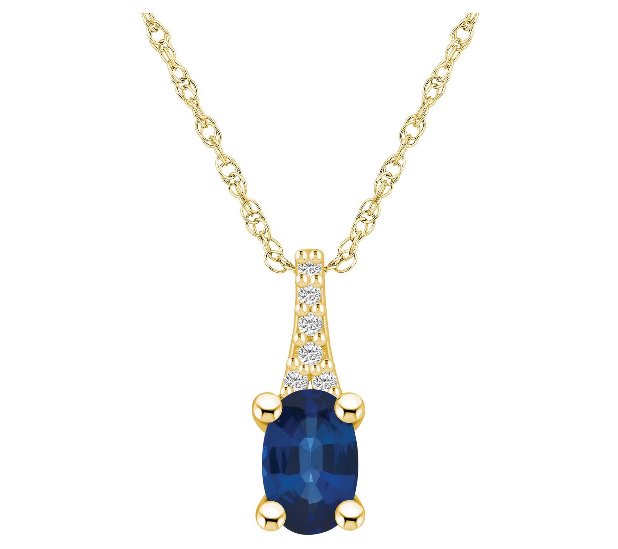 Affinity Gems Oval Gemstone & Diamond Pendant w/ Chain, 14K