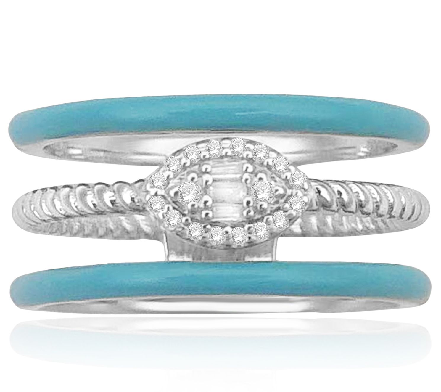 Accents by Affinity Blue Enamel Diamond Ring, Sterling