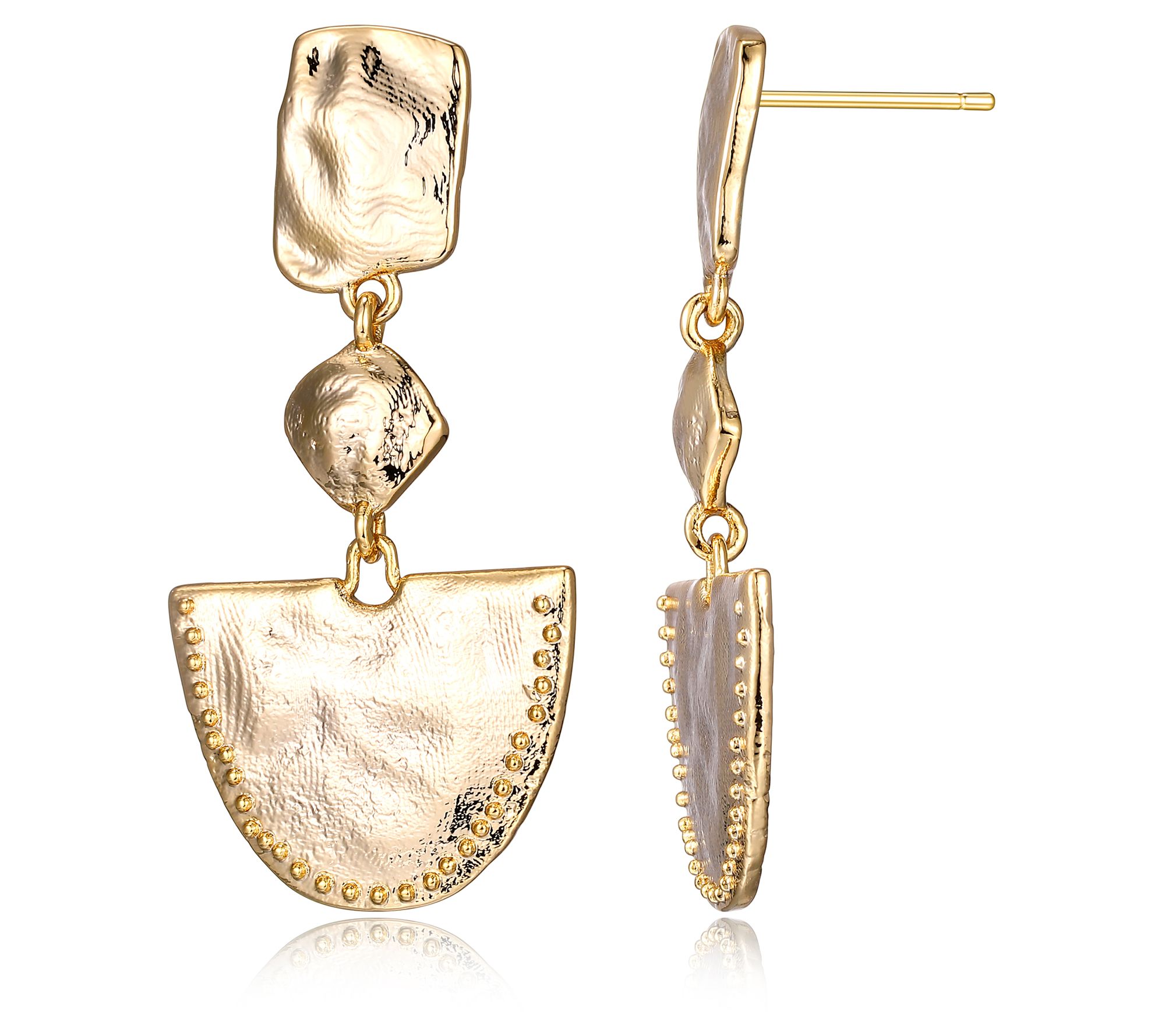 Hammered Goldtone Dangle Earrings