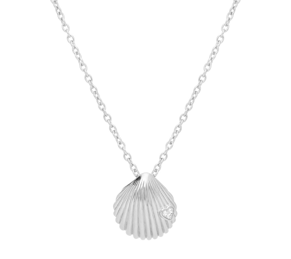Goddaughters Sterling Silver White Topaz Love Shell Necklace