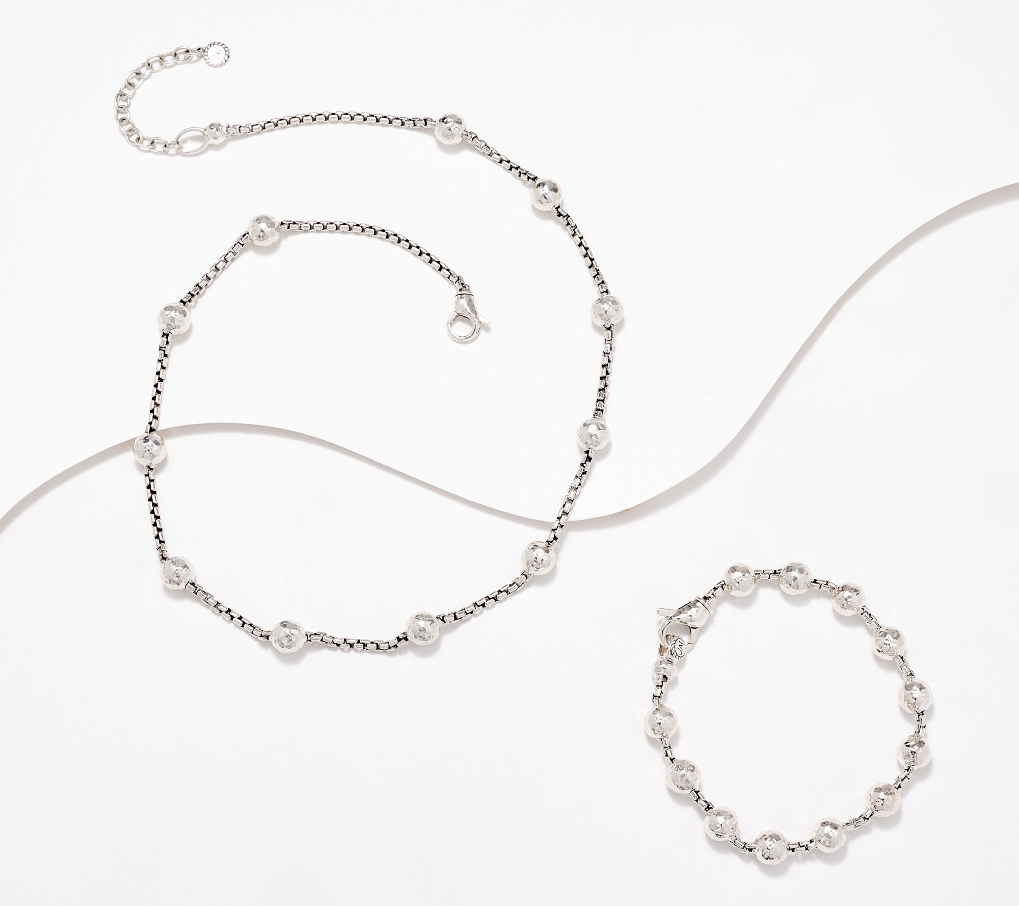 JAI Sterling Silver Hammered Bead Bracelet or Necklace - QVC.com
