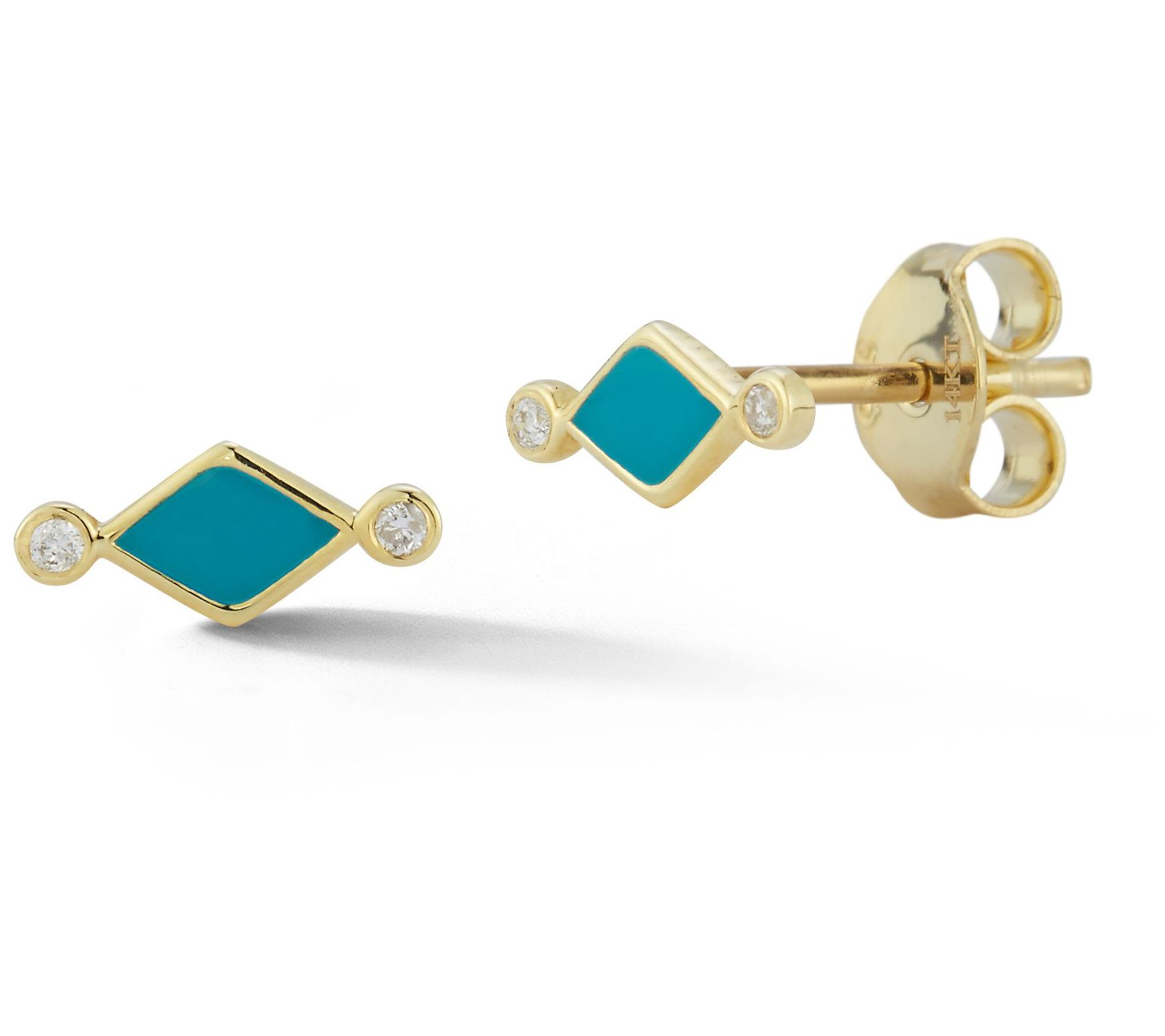 Luminosa Gold Enamel Diamond Stud Earrings, 14K