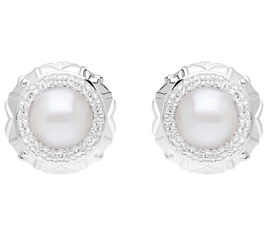 Elyse Ryan Sterling Cultured Pearl & White Topaz Earrings
