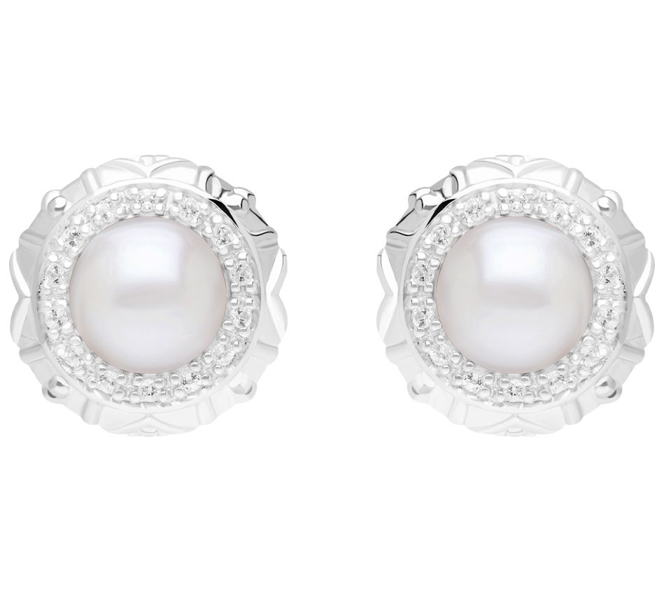 Elyse Ryan Sterling Cultured Pearl & White Topaz Earrings