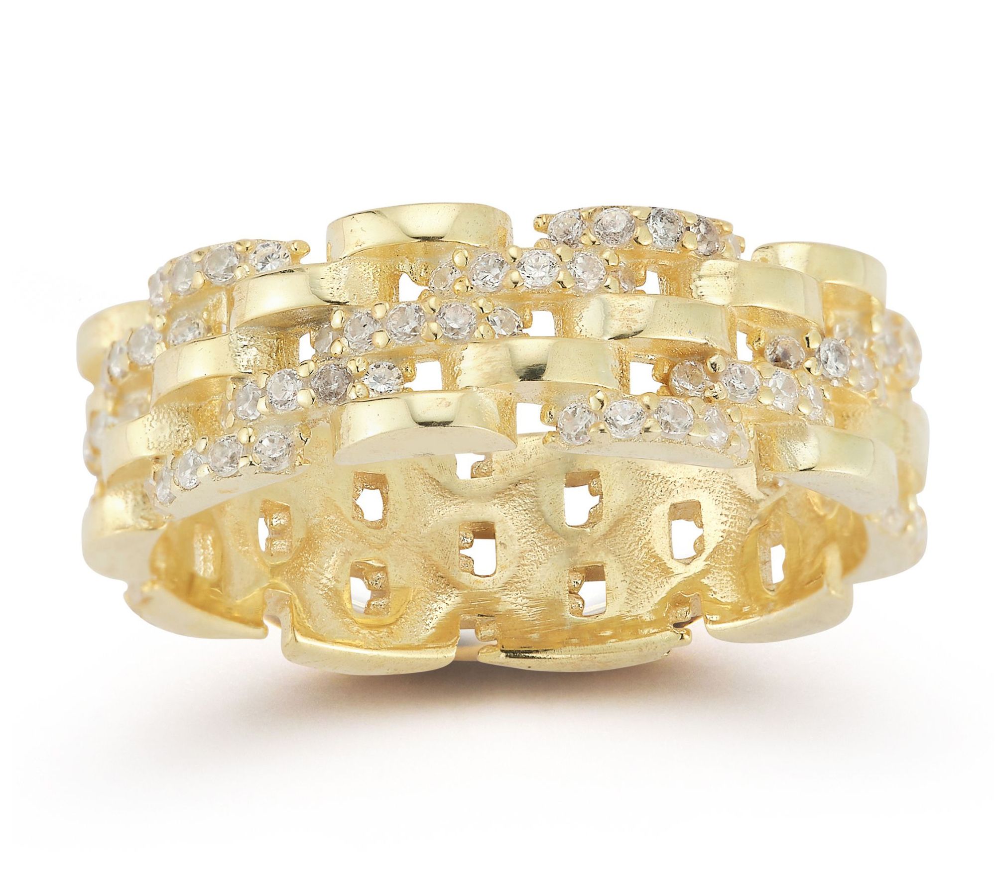 Sterlina Silver Pave Spiral Link Ring, Sterling