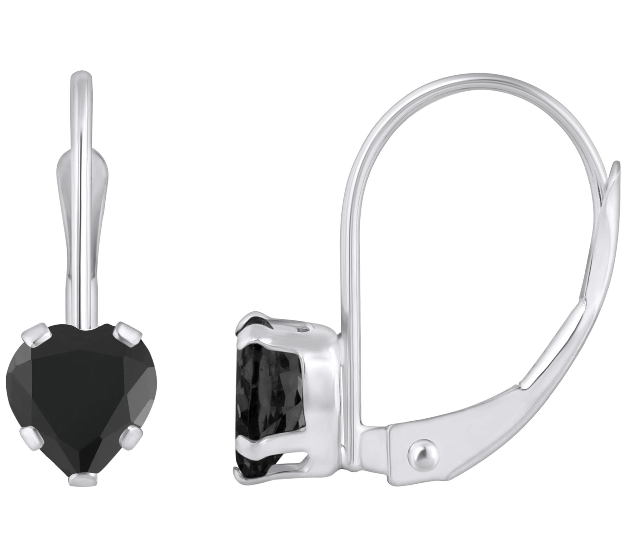 Affinity Gems Heart Cut Onyx Leverback Earrings, 10K Gold