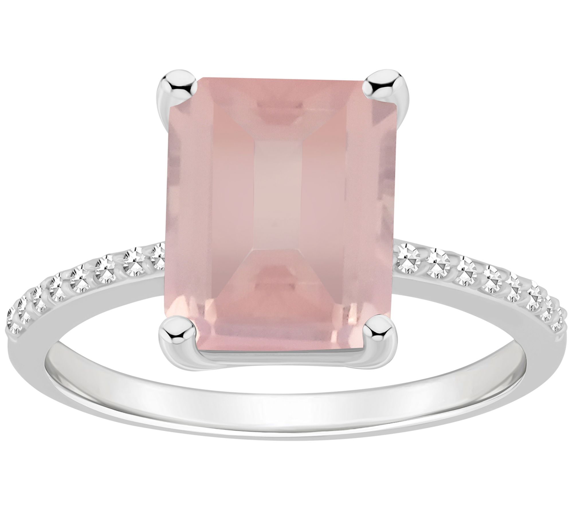 Affinity Gems Emerald Cut Gemstone & Diamond Ring, Sterling