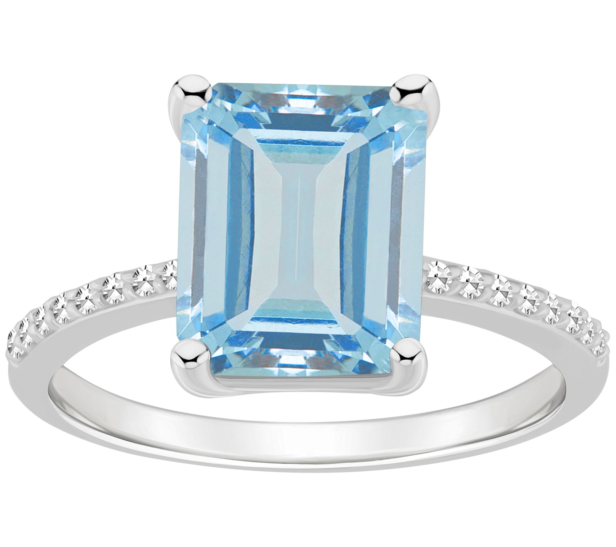Affinity Gems Emerald Cut Gemstone & Diamond Ring, Sterling