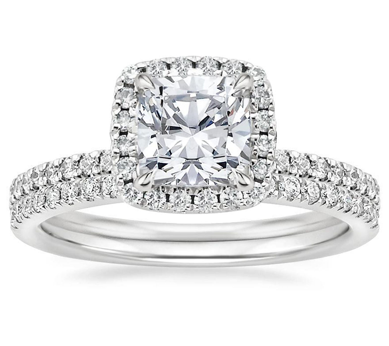 Diamonique 2.00 cttw Cushion Cut Bridal Ring, Sterling Silver