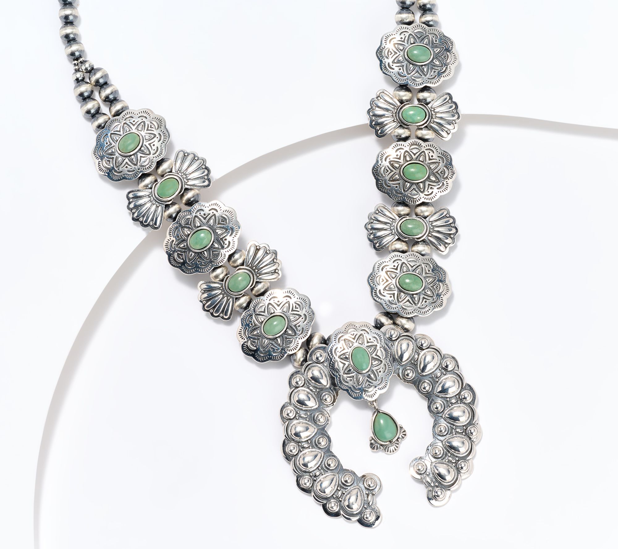 American West Sterling Concha Butterfly Gemstone Necklace