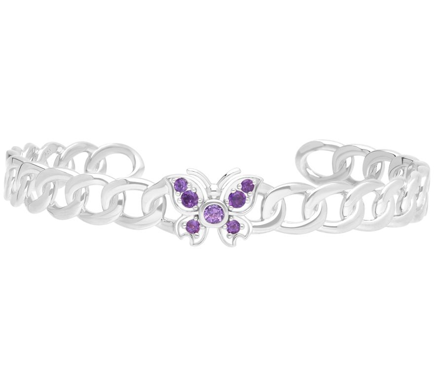 Goddaughters 14K Gold Clad Amethyst Butterfly Cuff
