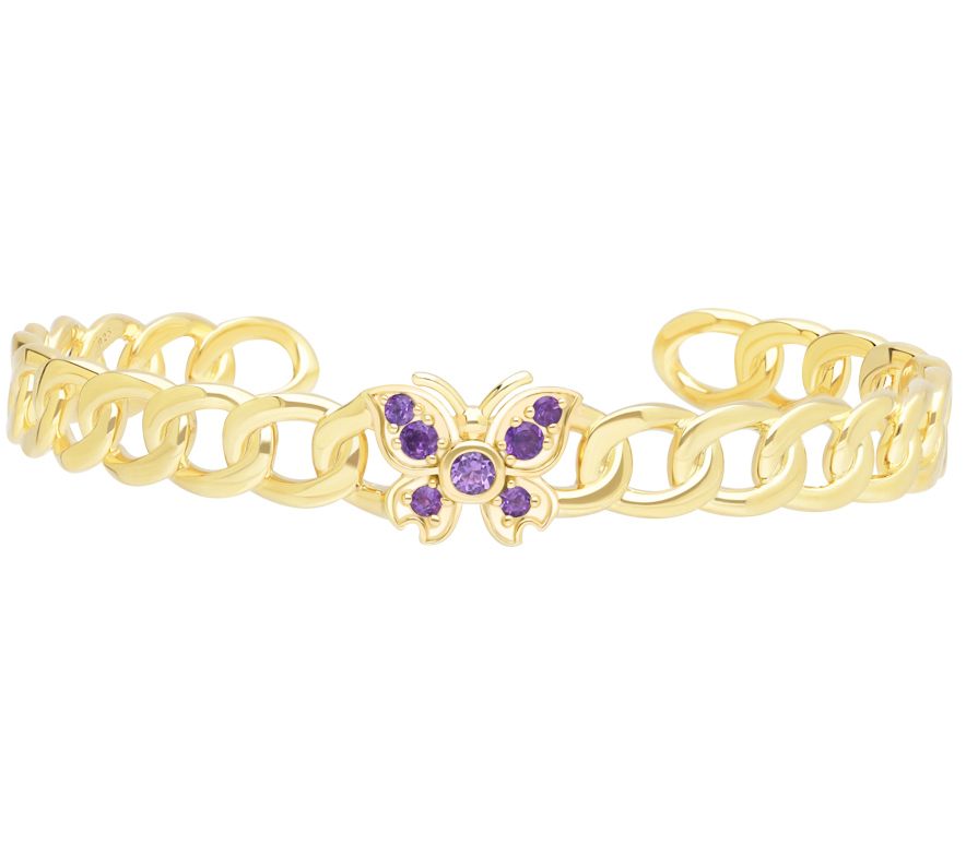 Goddaughters 14K Gold Clad Amethyst Butterfly Cuff