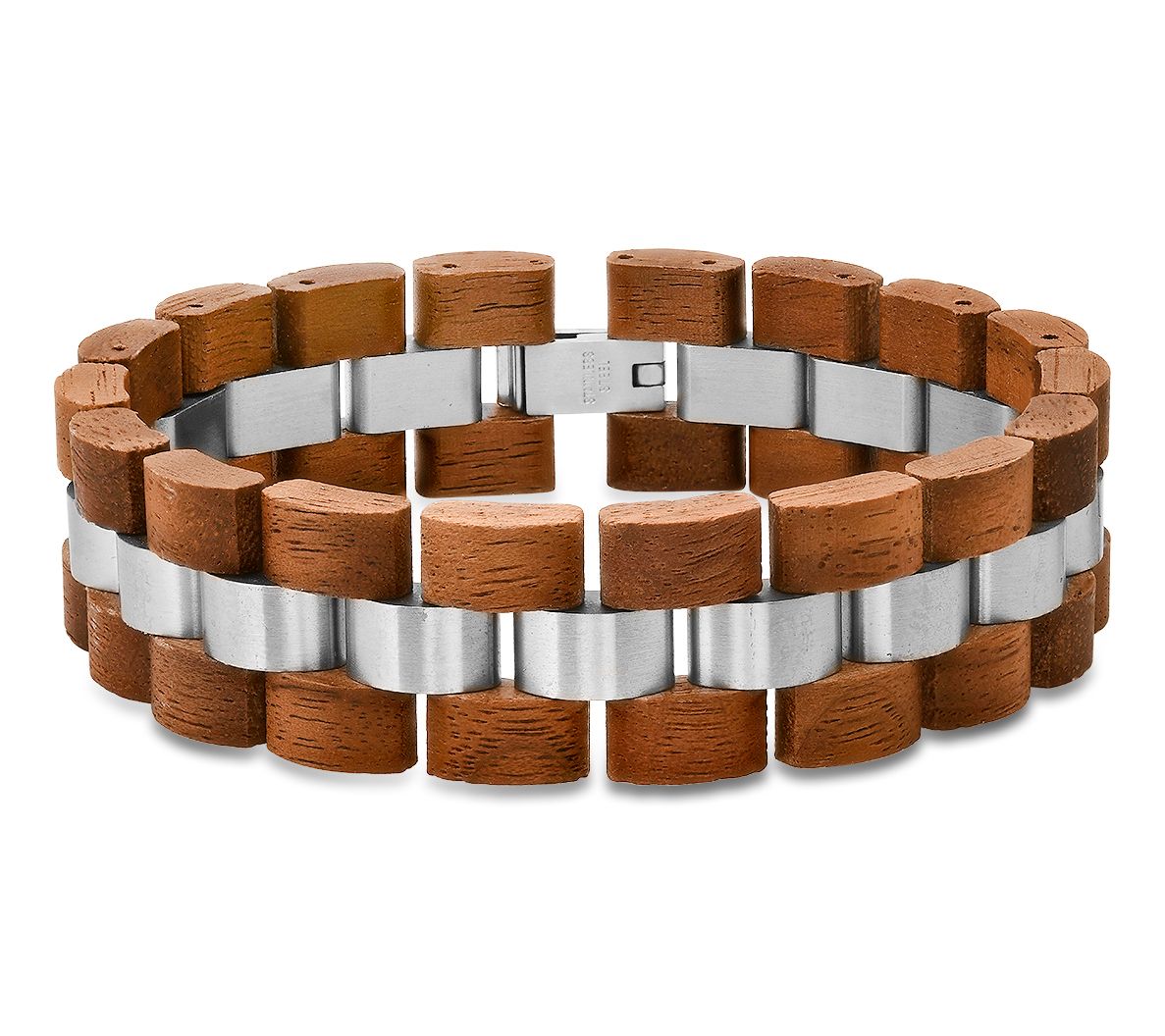 Steel By Design Men's Wood Link Bracelet