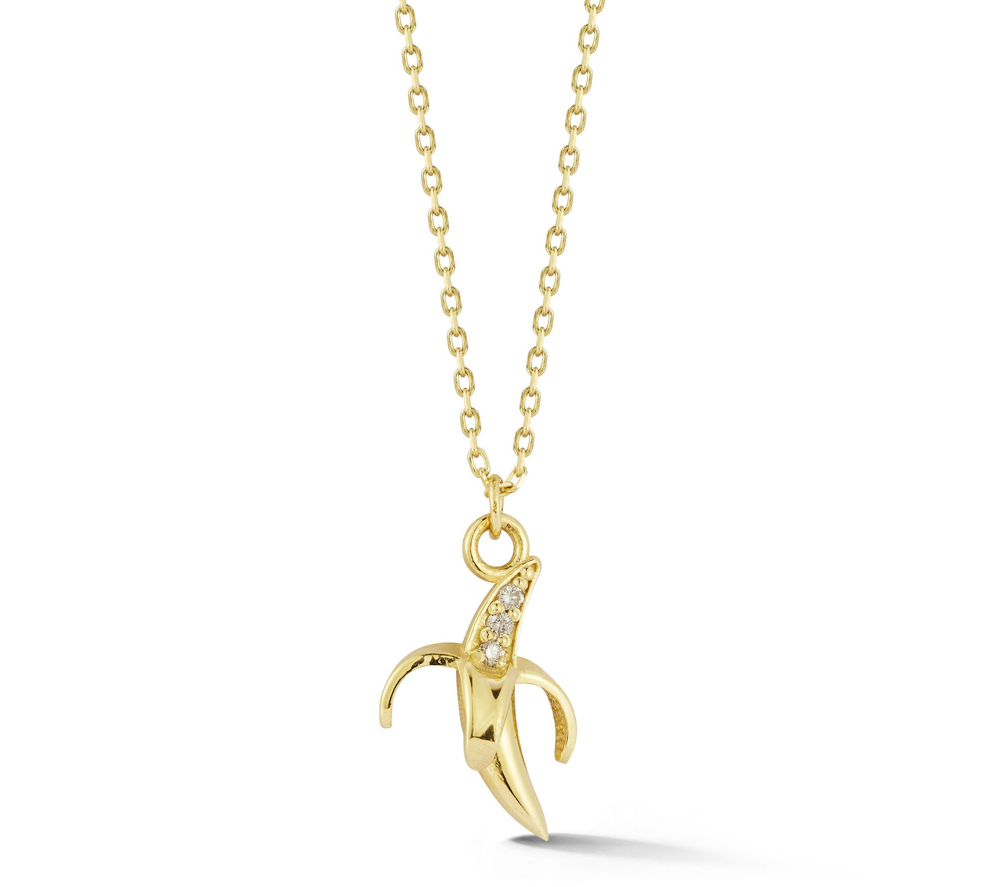 Luminosa Gold Diamond Banana Pendant w/ Chain,14K