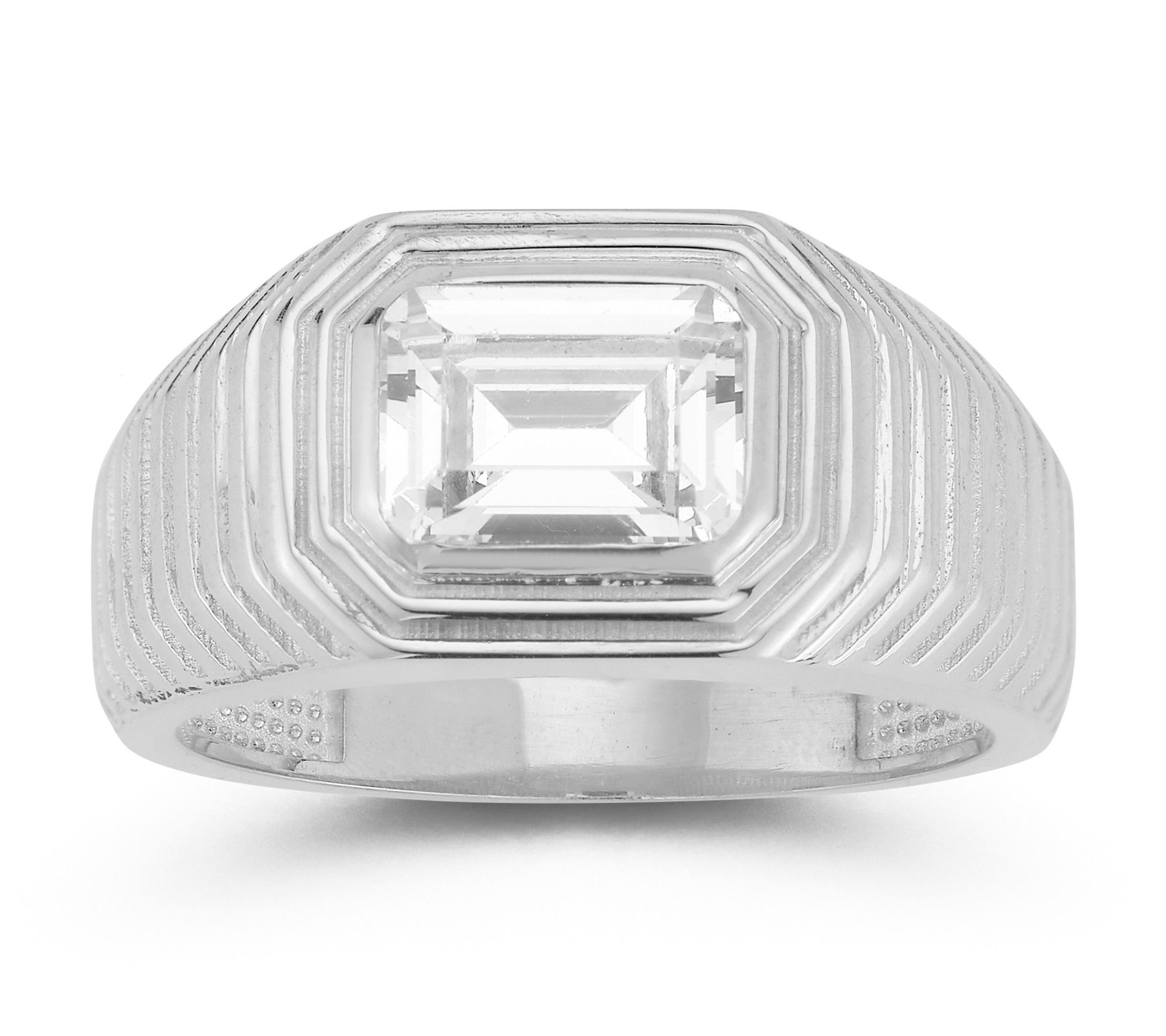 Sterlina Silver Emerald Cut Vintage Signet Ring, Sterling