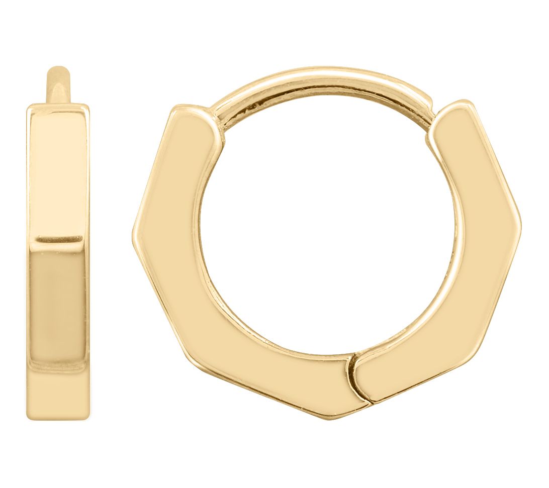 14K Gold Plated Hexagon Hoop Earrings