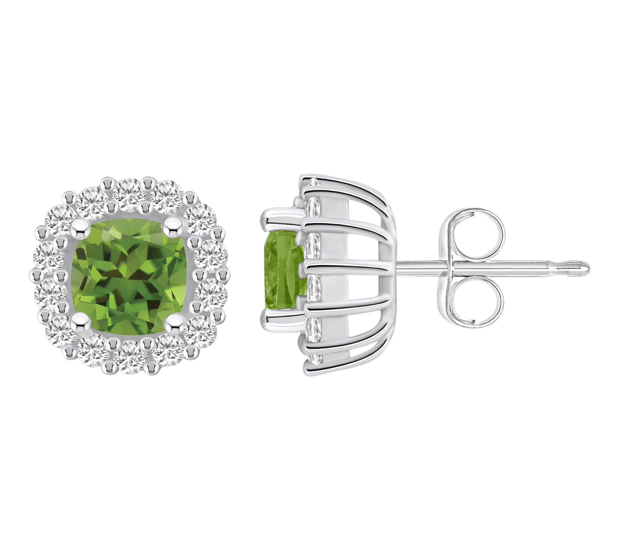 Affinity Gems Cushion Gemstone & Diamond ButtonEarrings, 14K