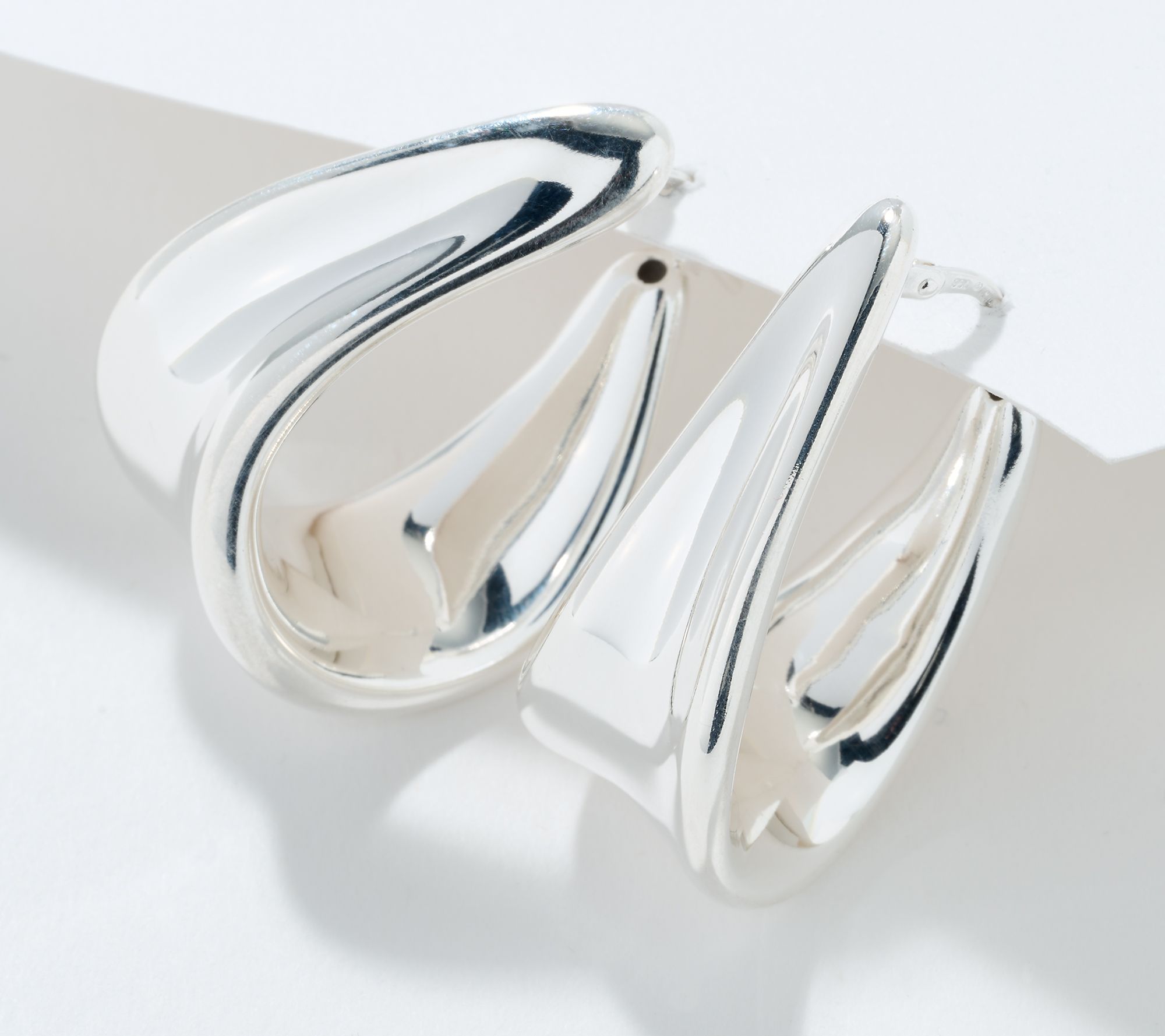 "As Is" UltraFine 950 Silver Graduate 1-1/4" Hoop Earrings