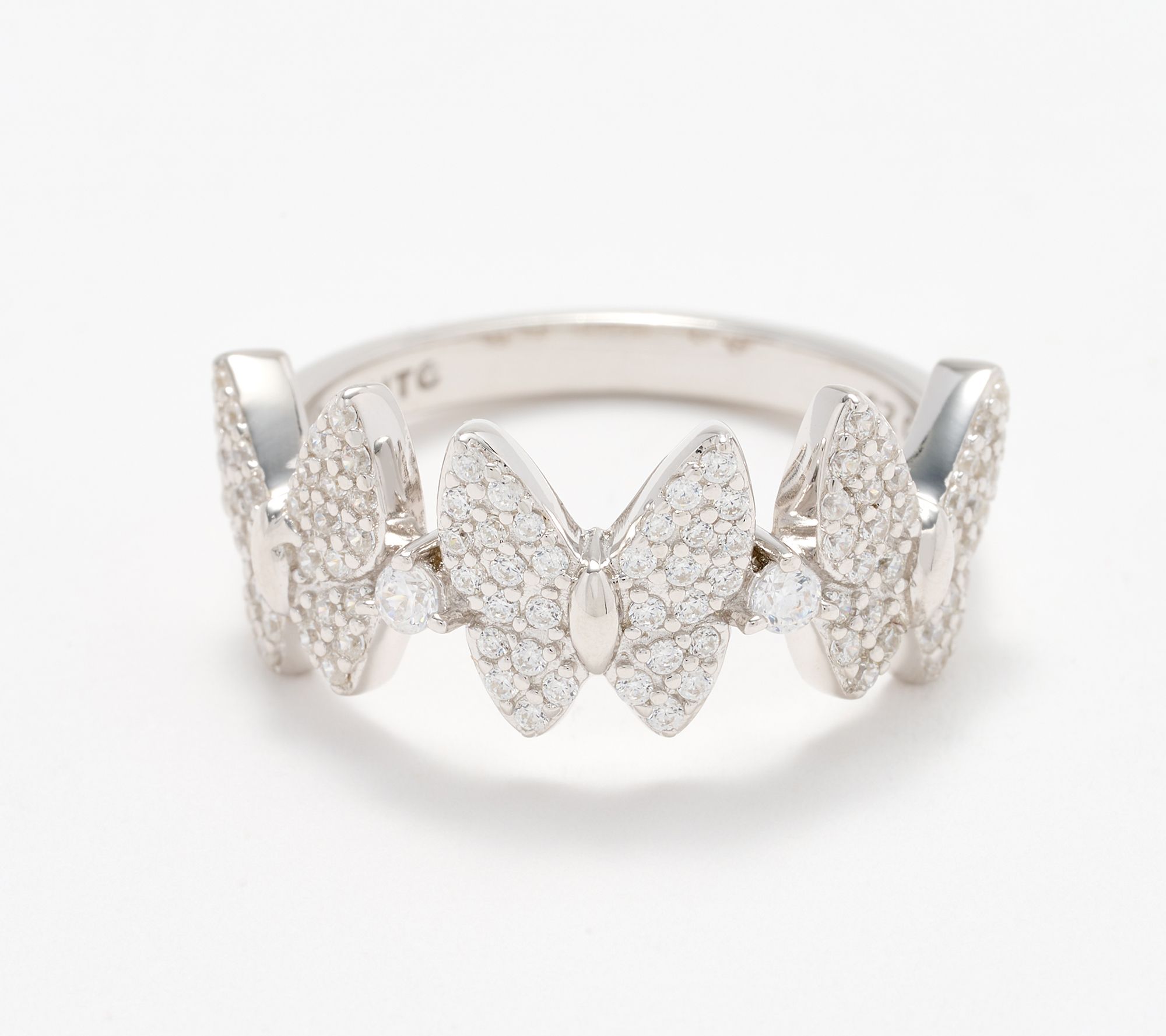 Diamonique x Kathy Levine Butterfly Kiss Band Ring, Sterling Silver