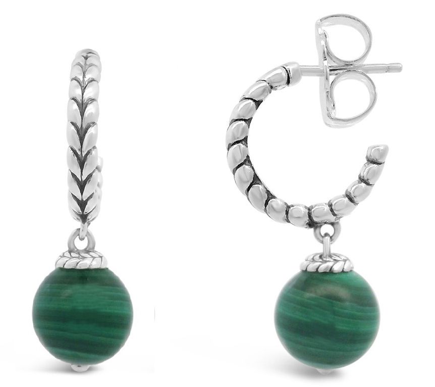 Tiffany Kay Studio Sterling Gemstone Textured Hoop Earrings