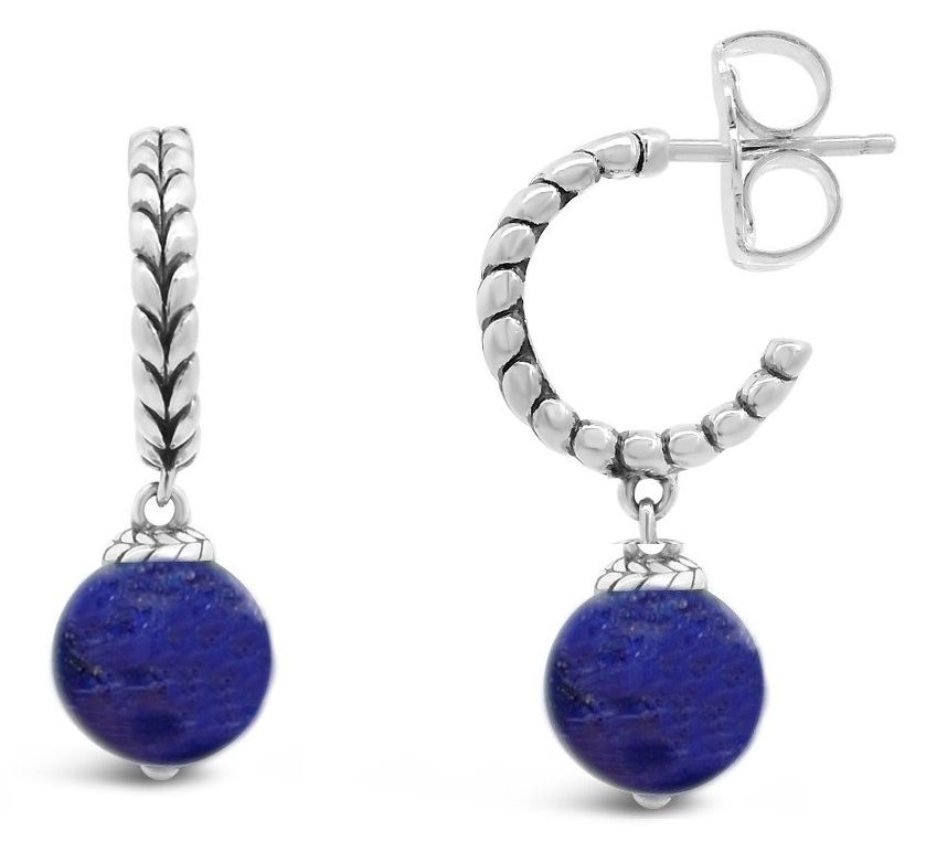 Tiffany Kay Studio Sterling Gemstone Textured Hoop Earrings