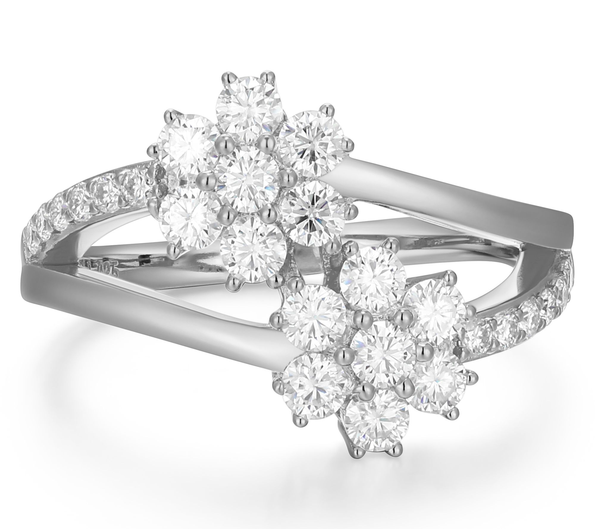 Sterling Silver 0.85 cttw Moissanite Floral Ring