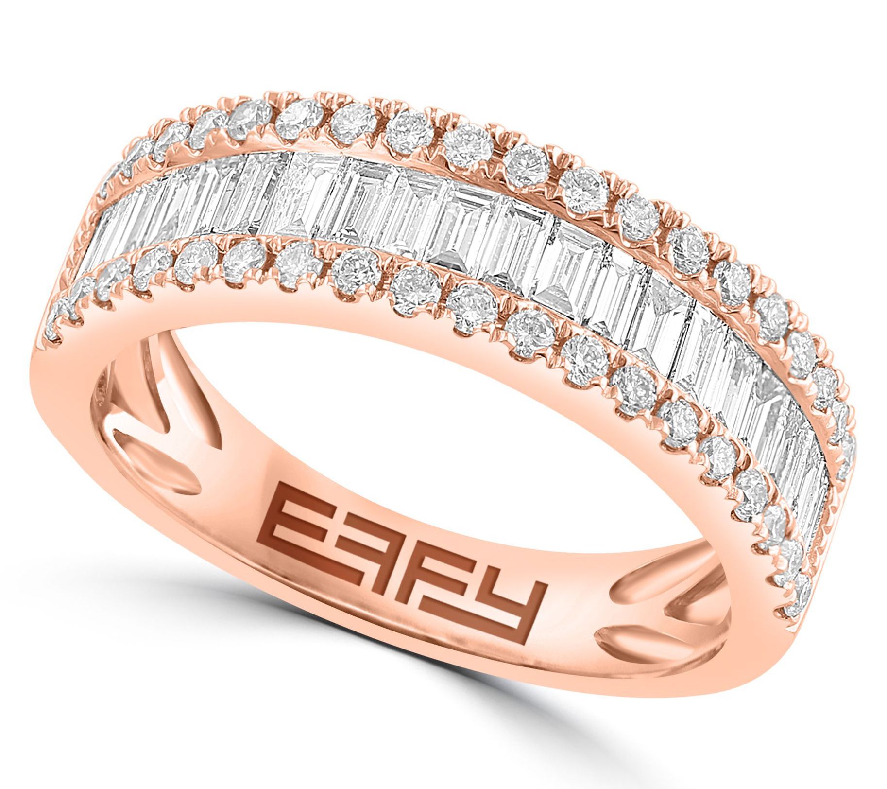 Effy Round & Baguette Cut Diamond Band Ring, 14K Rose Gold