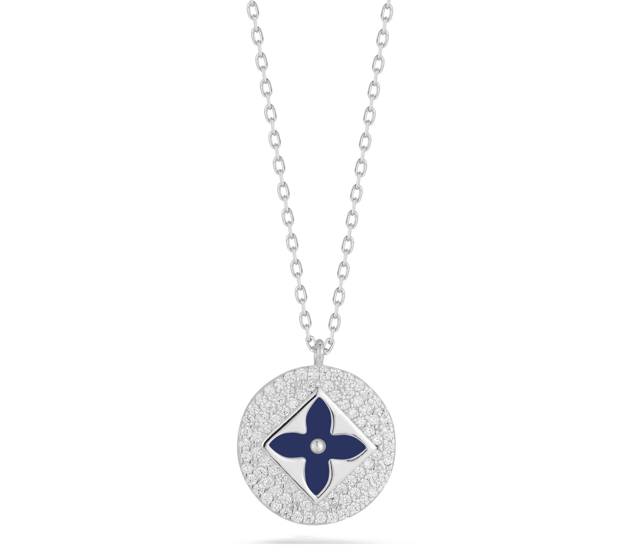 Sterlina Silver Pave Clover Necklace, Sterling