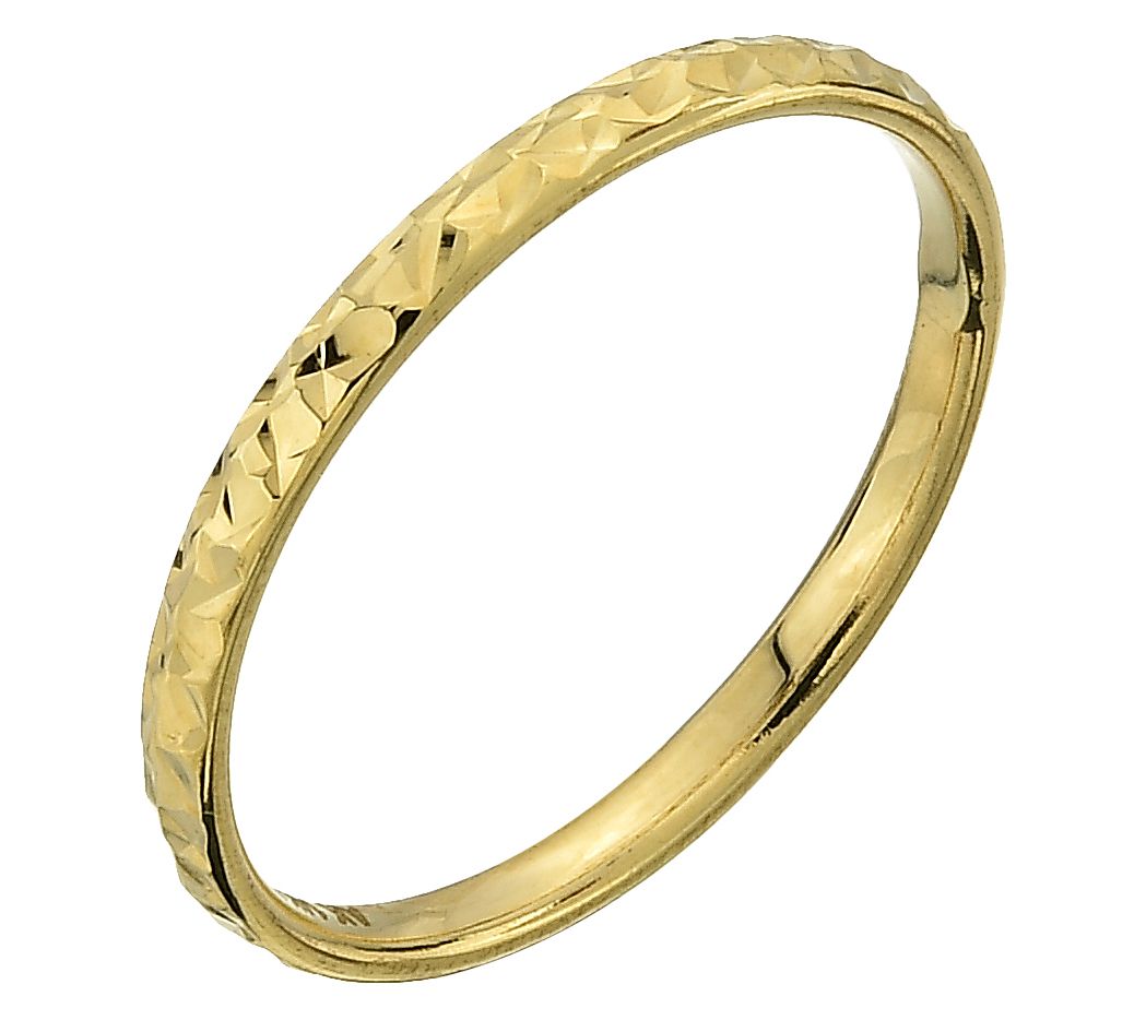 Adorna 14K Gold Diamond Cut Band Ring