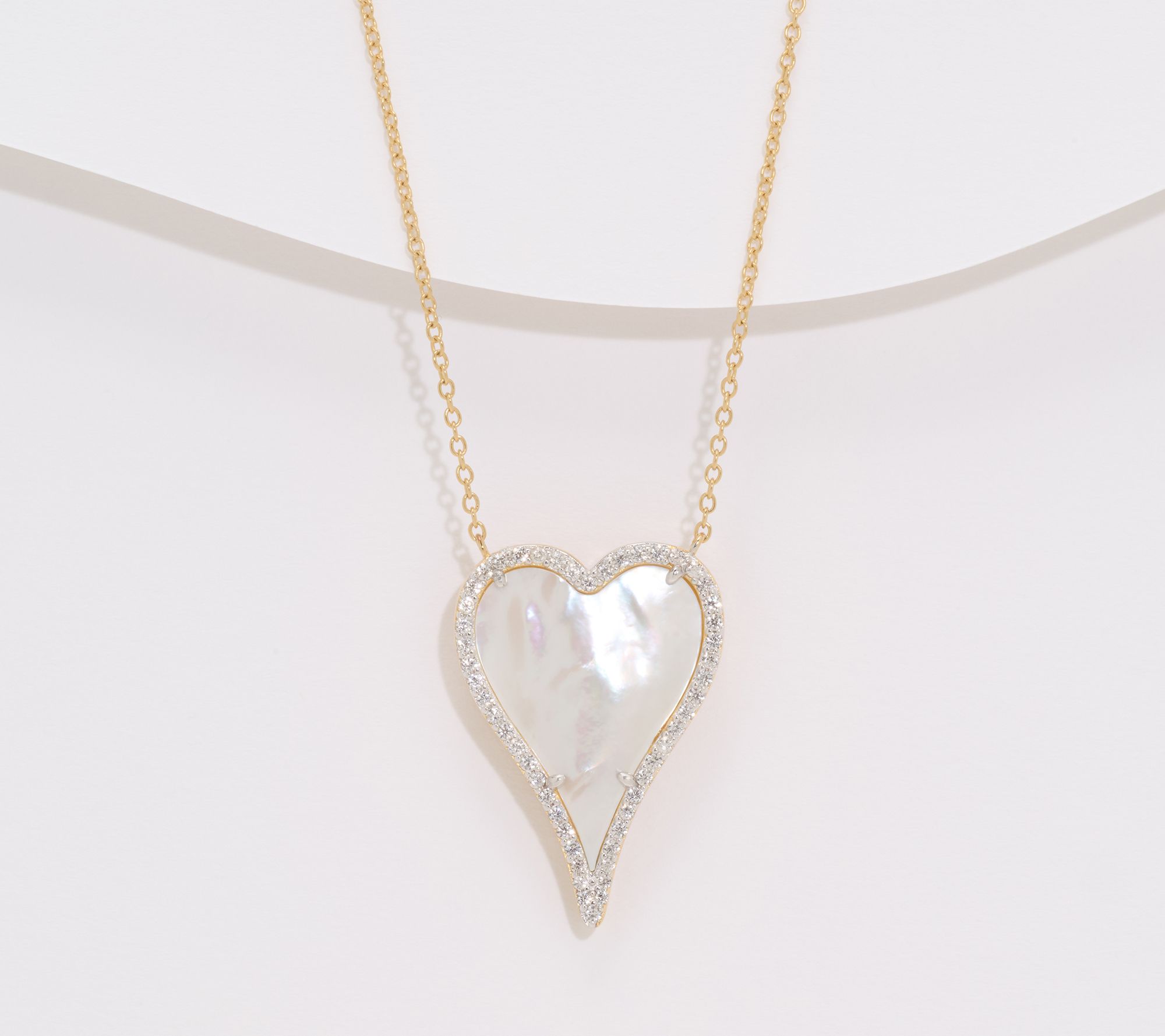  JEN by Jennifer Miller MOP Elongated Heart Necklace, Sterling Silver