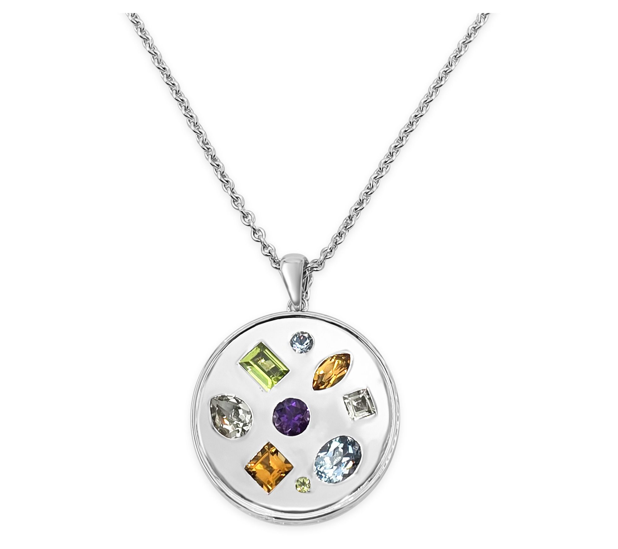 Elyse Ryan Sterling Multi-Gemstone Claudette Pendant w/ Chain