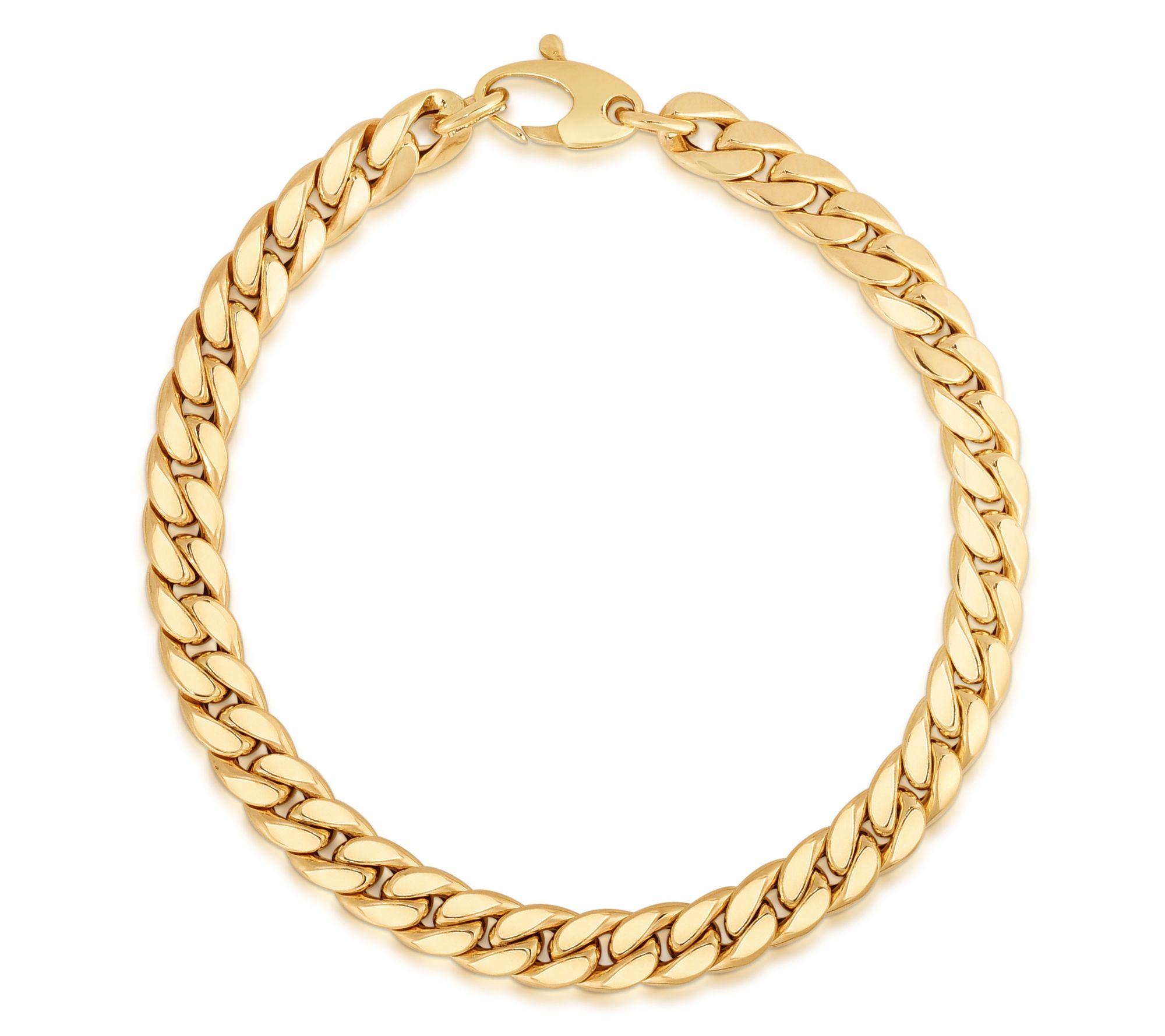 Miami Cuban Curb Chain 7-1/4" Bracelet, 14K Gold