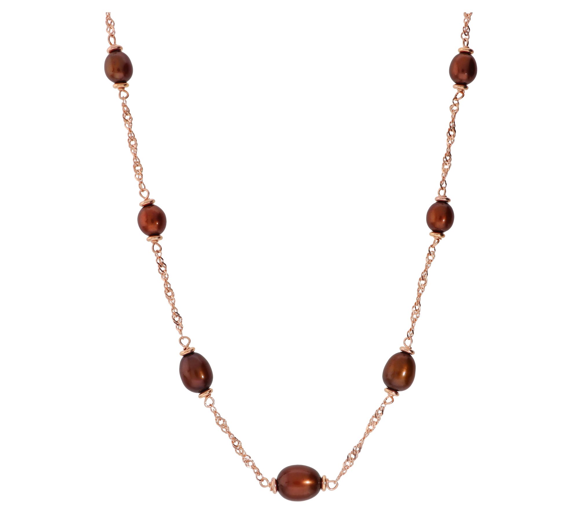 Honora Bronze Brown Cultured Pearl Station Necklace