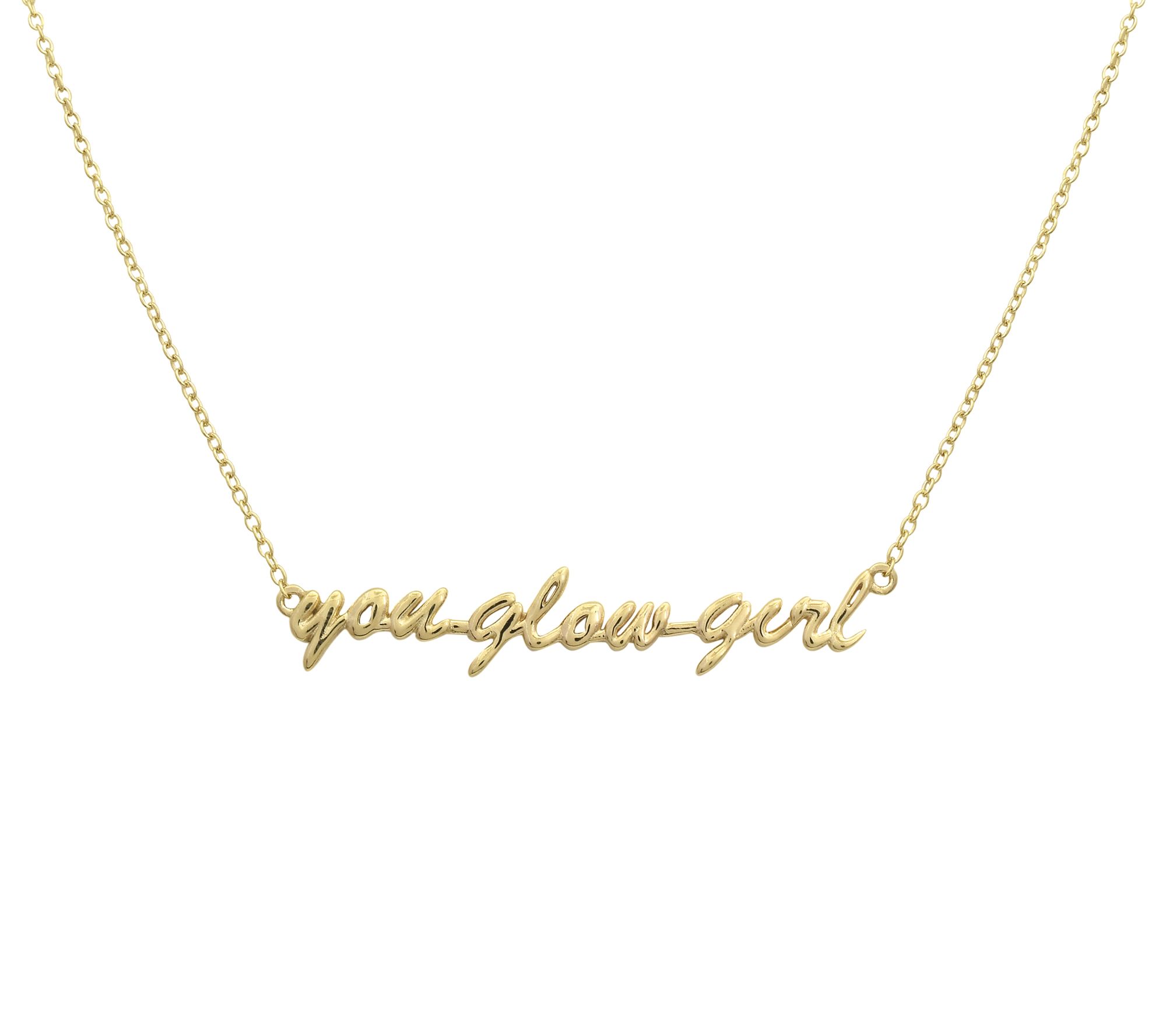 14K Gold Plated YOU GLOW GIRL Script Necklace
