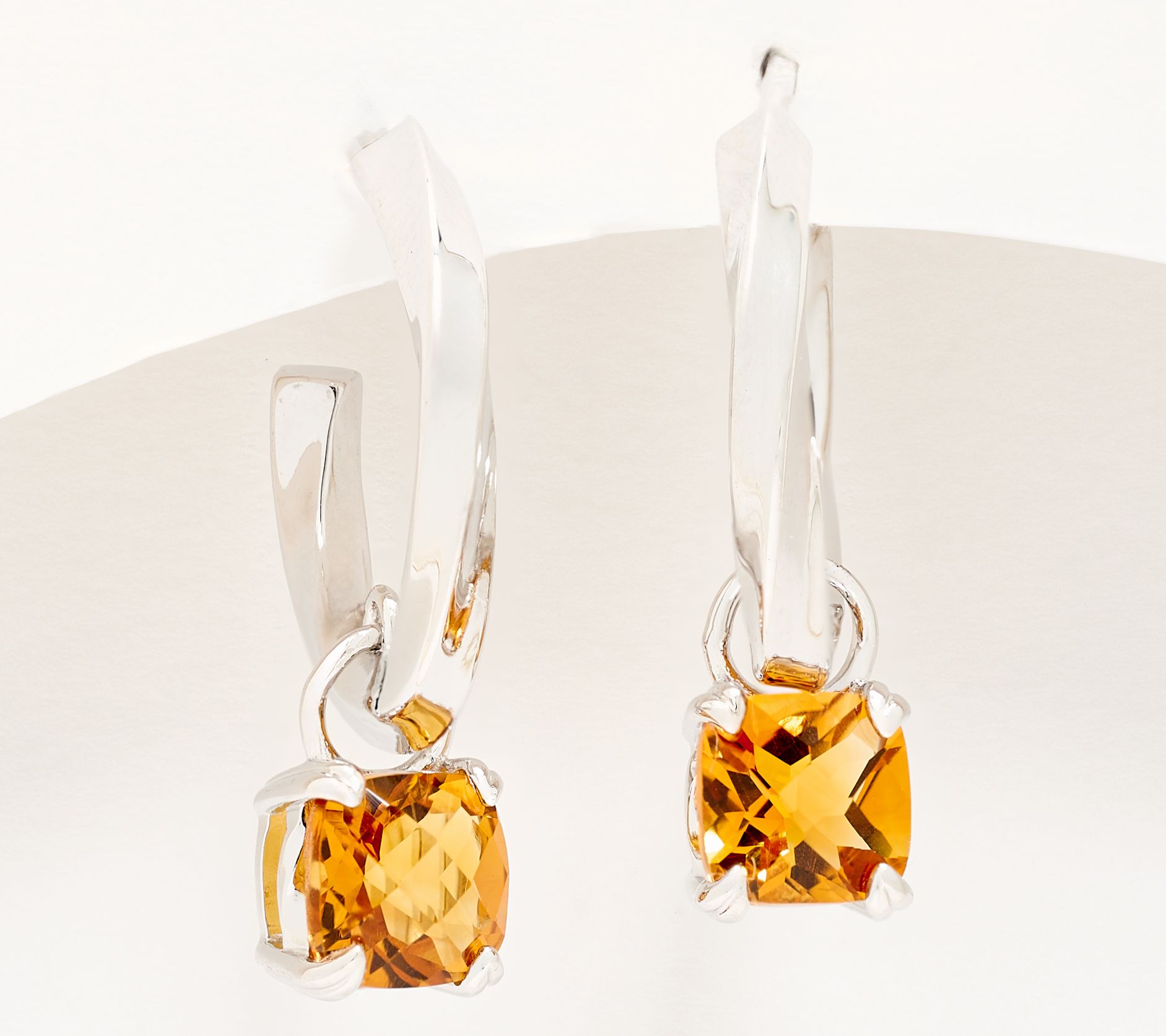 Christian James by Scott Grimes Sterling Ripple Gemstone Drop Hoop Earrings