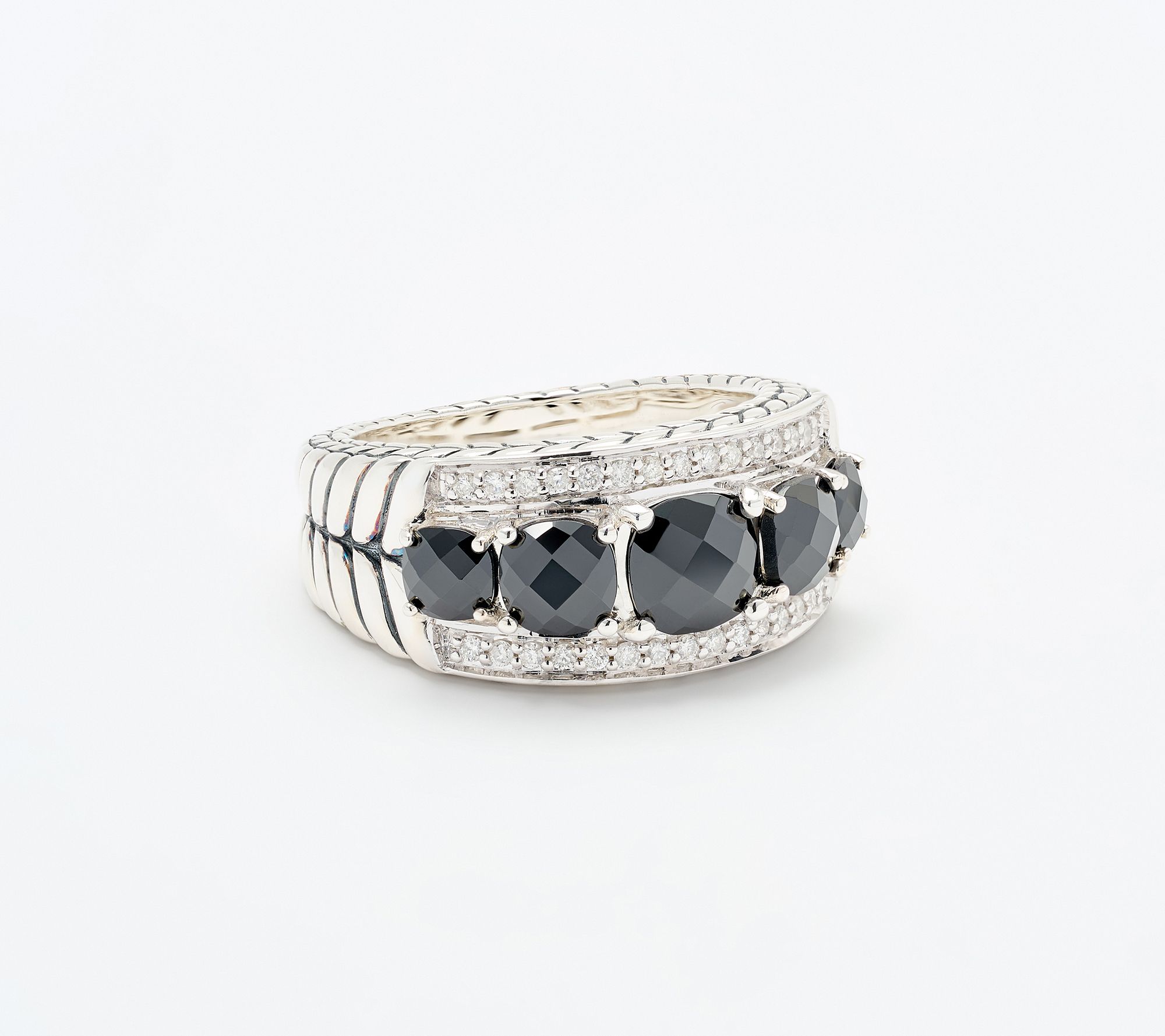 JAI Sterling Silver Gemstone & Diamond Graduated Ring